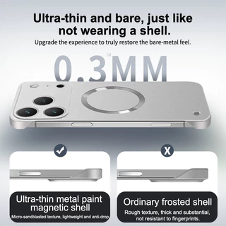 สีเมทัลลิค UltraThin สําหรับเคสแม่เหล็กสําหรับ iPhone 17 Air 16 15 14 13 12 Pro Max Plus Frameless Cooling PC Hard Cover
