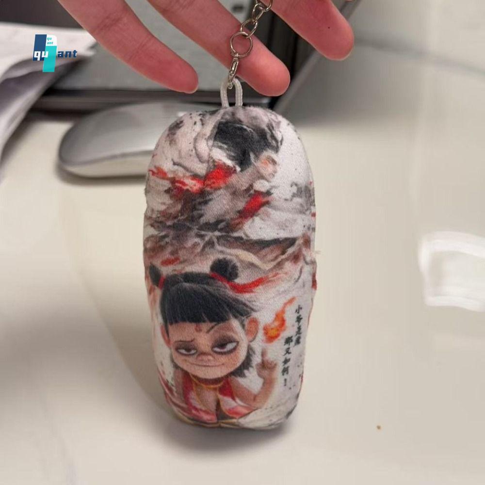 QUANTUMSKY Nezha 2 ตัวเลขพวงกุญแจ,อะนิเมะการ์ตูนกระเป๋าเป้สะพายหลังแขวน Nezha 2 Plush Key แหวน,จีนโบ
