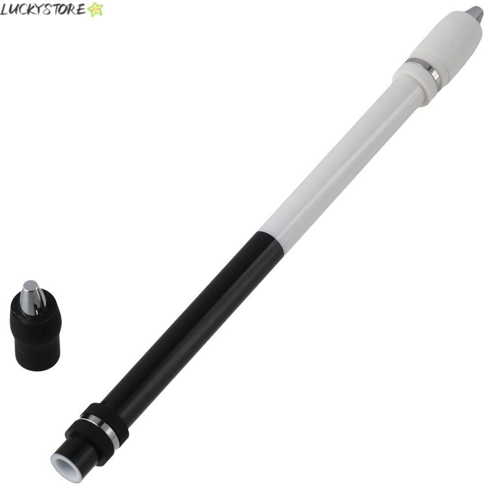 LUCKYSTORE Spin Pen, PC White Pen Spinning, สํานักงานเคลือบไม่ลื่นสีดํายาว