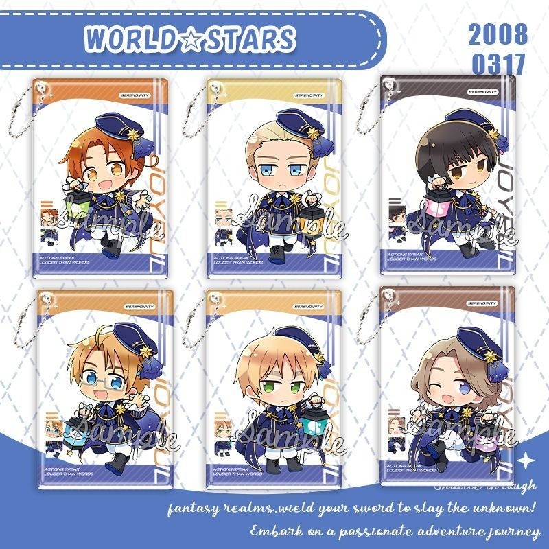 การ์ดโปร่งใส KeyChain Hetalia: Axis Powers Key Chain สําหรับชาย Starry Sky Key แหวน Ivan อะคริลิคพวงกุญแจ Alfred จี้ของขวัญ
