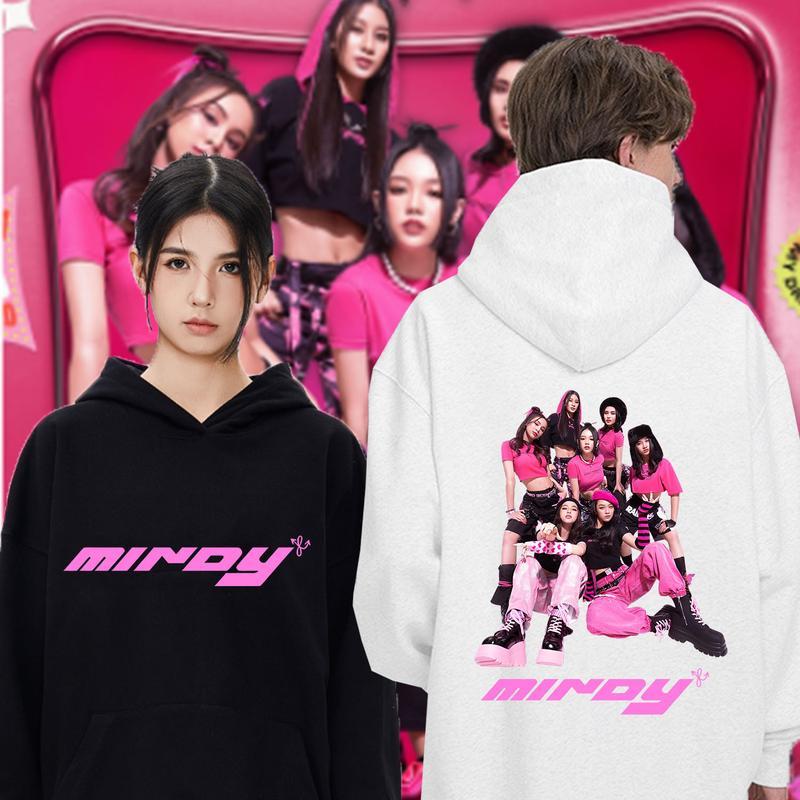 เสื้อฮู้ด MINDY (มินดี้) Mindy girl group เกิร์ลกรุ๊ปร้อน Hoodie MINDY ผ้าฝ้ายขาวดำ 2 สี หลายขนาด