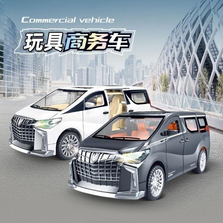 โมเดลโลหะผสม Toyota Alphard 1:24 พร้อมเสียงและแสงสามารถเปิดประตูรถเด็กชายของเล่นโมเดล Mainan รุ่น Kereta