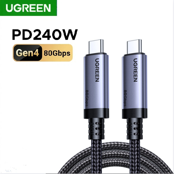 UGREEN สายเคเบิลข้อมูลสาย USB C ถึง USB C 240W PD3.1 Thunderbolt 4 สายชาร์จเร็วสําหรับ MacBook