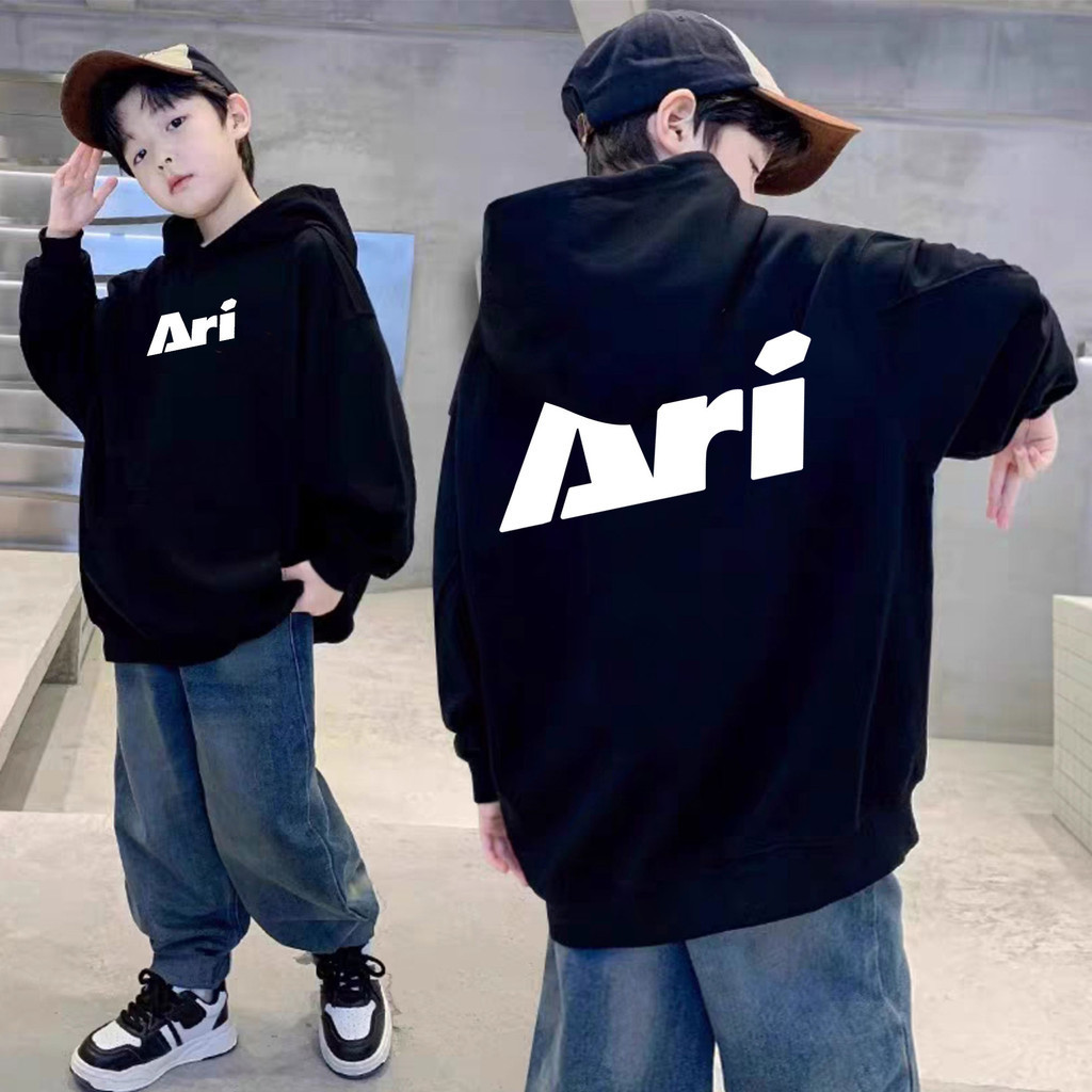 🍂【boxy hoodie】 ร้อยชุด Hoodies Ari Jersey Graphic Casual Cotton เสื้อฮูด kids Hoodie Y2k มีทั้งชายและหญิง 120-150CM