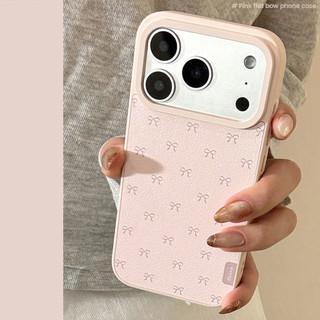 เคสโทรศัพท์หนัง Bowknot สีชมพูเหมาะสําหรับ TPU สําหรับ iPhone13 14 15 16 17Pro Max Plus