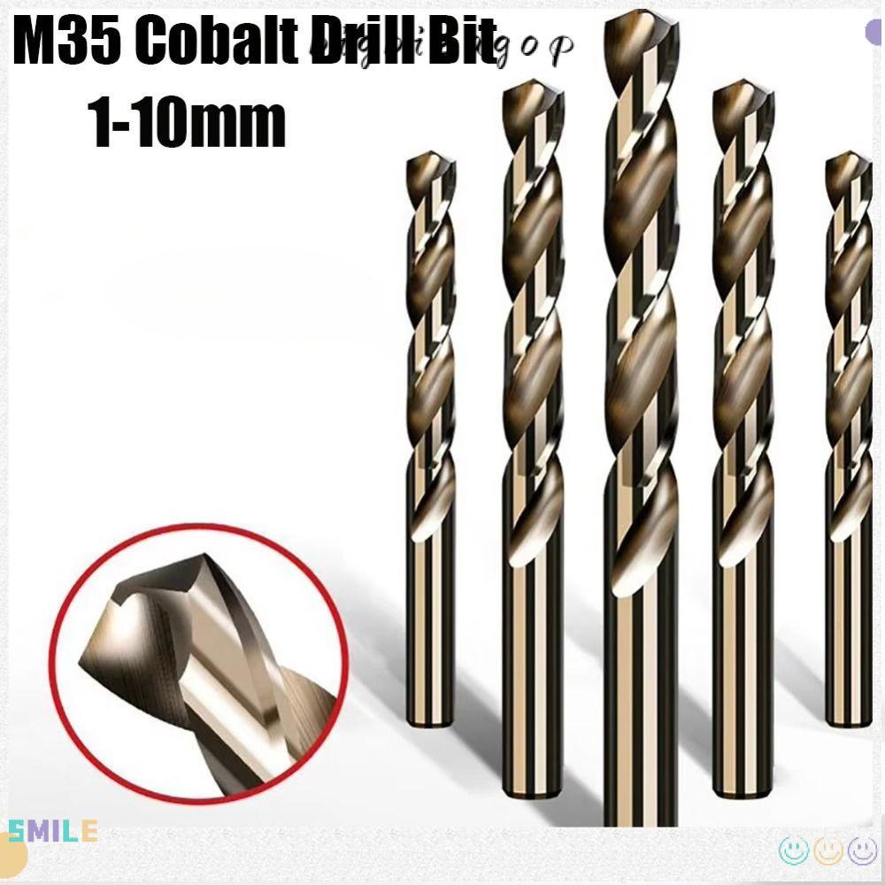 BIGBAGOOP Twist Drill, Round Shank M35 Cobalt Drill Bit, 1mm-10mm Straight Drill Chuck Stainless Ste