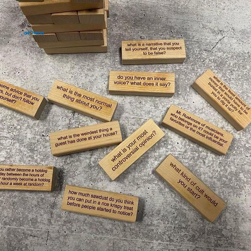 athena55Questions Tumbling Tower Game, คําถาม 54 ชิ้น Tumblin Tower Game, เกมกระดานซ้อน