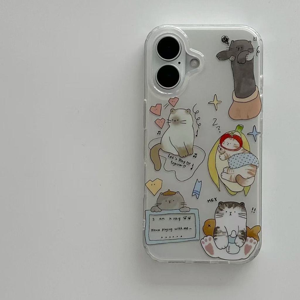 แมวเหมาะสําหรับเคสโทรศัพท์มือถือ iPhone15 14/13/11/xs รวมทุกอย่าง iPhone12/12p soft 7p/8p/7/8