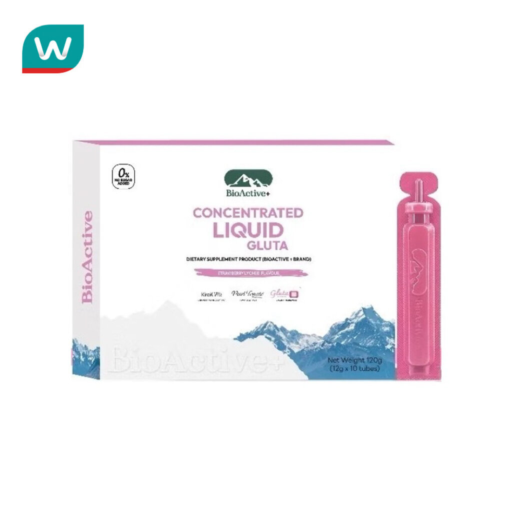 Bio Active ไบโอแอคทีฟ พลัส คอนเซนเทรต ลิควิด กลูต้า กลิ่นสตรอว์เบอร์รี่ ลิ้นจี่ 10 หลอด