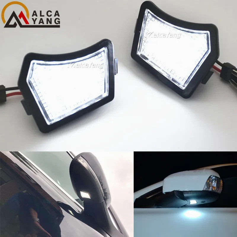 2x LED ภายใต้กระจก Puddle Light สําหรับ Volvo V40 V50 V60 V70 MK3 C70 MK2 XC90 XC70 Jaguar XK XF ภาย