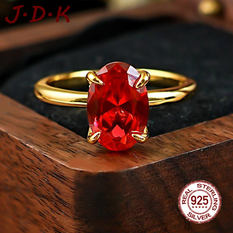 MERAH JDK 18K Gold Open Red Zircon Ring สําหรับผู้หญิงคู่รัก
