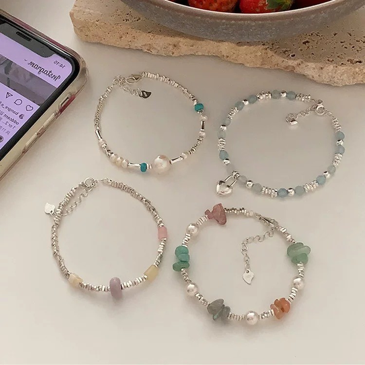 สร้อยข้อมือประดับ โลหะ ไข่มุก สไตล์เกาหลี แฟชั่นสำหรับผู้หญิง