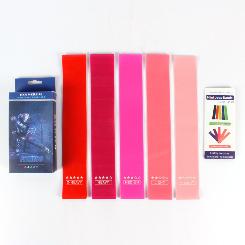 วงต้านทานโยคะ TPE วงต้านทาน5ชุดสินค้าสําหรับออกกําลังกายกล้ามเนื้อหน้าอกลึกหมอบไล่ระดับสีชมพู 2FBS 3