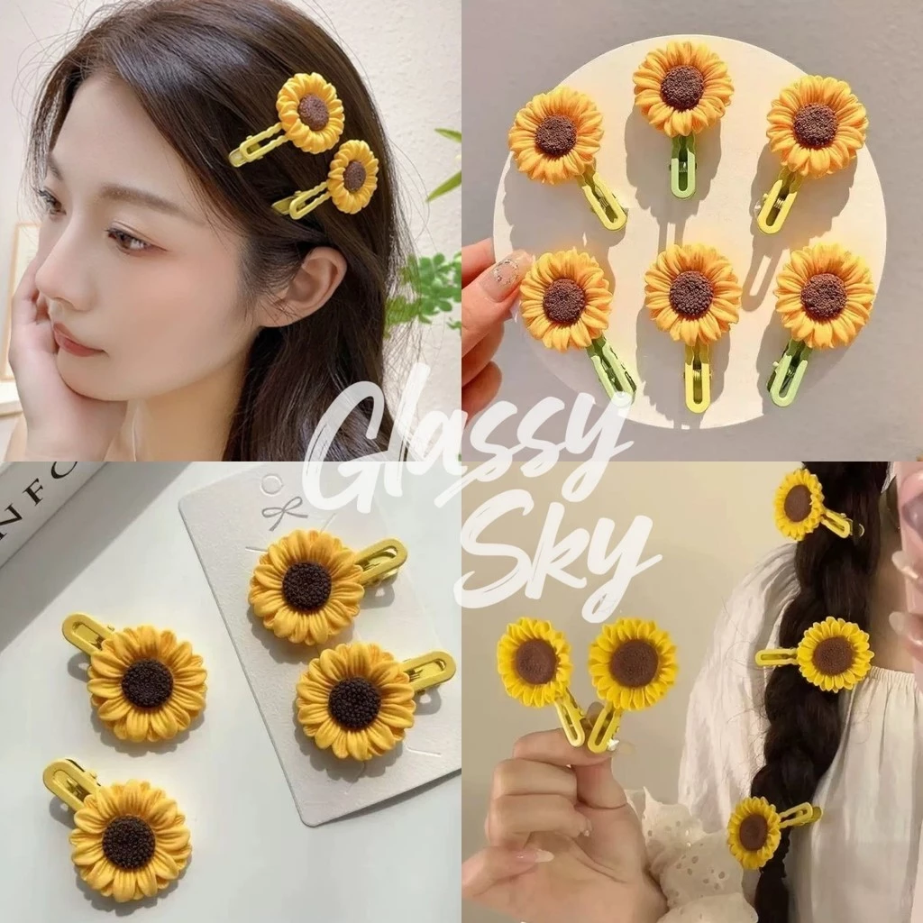 Glassy Sky พร้อมส่ง😜กิ๊ปลายดอกไม้ ทานตะวัน สีเหลืองสวยสดใส ใส่ง่าย ราคาเบาๆ(VO-61)