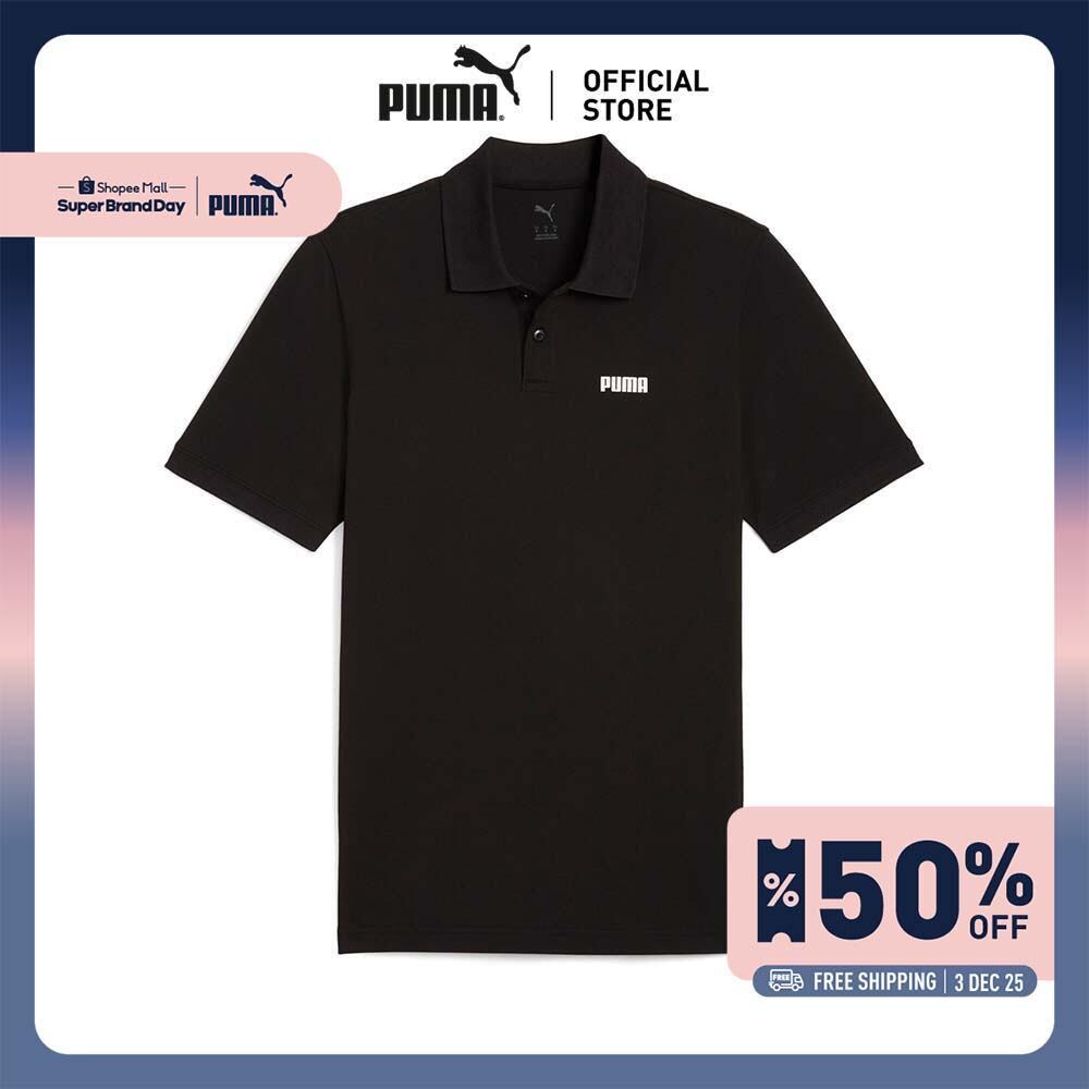 PUMA BASICS - Essentials Small Logo Pique Polo Men สีดำ - 68676201