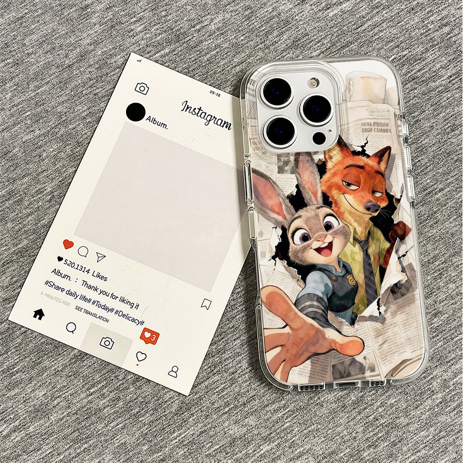 เคสไอโฟน13 คู่รักกระต่ายและจิ้งจอกที่หรูหราและมีสไตล์ สำหรับ IPhone 17 13 16 11 15 12 14 Pro Max 13 16 Pro 14 15 16 Plus - รูปที่ 3