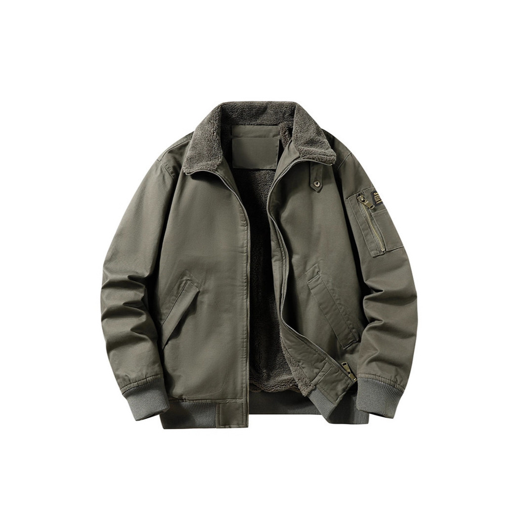 [คําแนะนําในบูติก] Winter Fleece Bomber Jacket Jacket Mens Fleece-Fleece-Fleece-