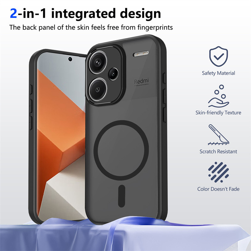 สําหรับ Redmi Note 13 Pro Plus, เคสโทรศัพท์สีดําโปร่งใสฝ้าขายดี, PC ชาร์จไร้สายฝาครอบป้องกันการตกกระแทก ราคา ถูกที่สุด ดีลบีเคเค แกลเลอรีภาพที่ 8