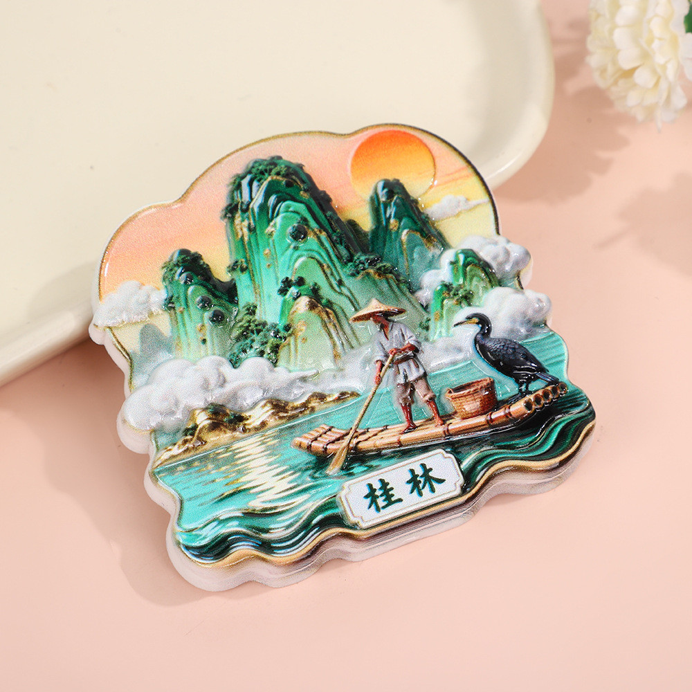 จีนนูนเรซิ่นแม่เหล็กติดตู้เย็นเซี่ยงไฮ้ดึงดูดซูโจวกุ้ยหลินสติกเกอร์แม่เหล็กเมืองแลนด์มาร์คจีนเดินทางของที่ระลึกของขวัญ - รูปที่ 4