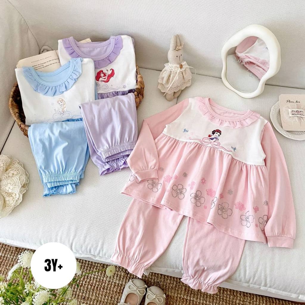 UNGU MERAH KATUN ( SET1362 / SET1363 / SET1364 ) ชุดนอนชุดนอนแขนยาวขายาว สาว-ผ้าฝ้ายยืด-เจ้าหญิง-แอเ