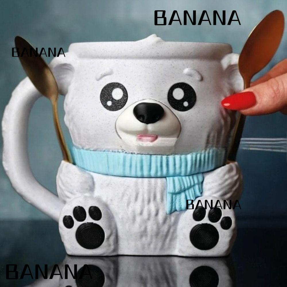BANANA1 Melting Antier, 2 ช้อนพิมพ์ไอศกรีม Pint Holder ถ้วย, NonSlip Polar Bear Ice Pint Holder สําห