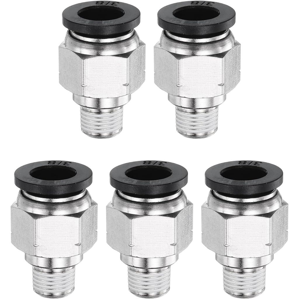 HARFINGTON 5pcs Push to Connect อุปกรณ์ 3/8 "หลอด OD x 1/8" NPT ด้ายชายตรง Union อุปกรณ์ทองเหลือง Qu