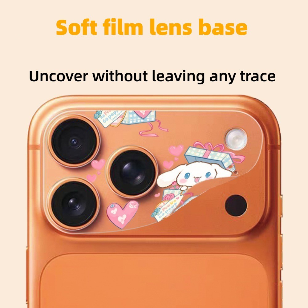 การ์ตูน Hollow Out Glitter สติกเกอร์สําหรับ IPhone 17ProMax 17Pro Soft Film เลนส์ฐานชุดสองชิ้นต่อชุด