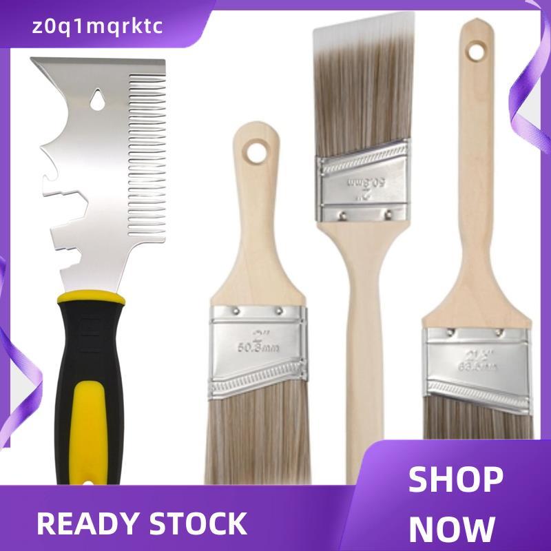 z0ถาม1mqrktc ชุดแปรงสี 4 ชิ้น- 2 นิ้วสั้นและด้ามยาว, แปรงมุม 2.5 นิ้วพร้อมหวีสี, ตู้, แปรงลูกกลิ้ง