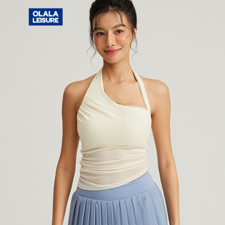 OLaLa Leisure Yoga Sports Bra Fixed Pads Halter Neck Irregul…