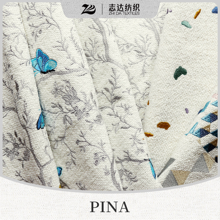 เส้นด้ายย้อม Jacquard ขนสัตว์ม้วนดอกไม้ผ้า Series Zhida หมอนสิ่งทอผ้าตกแต่ง PINA G7AZ