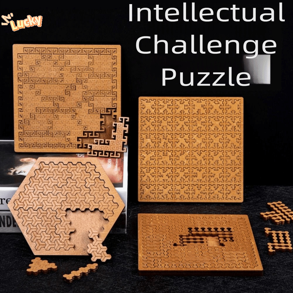 LNBE จิ๊กซอว์ไม้ไม่สม่ําเสมอ, ไม่มีภาพ Challengea Fractal ถาดปริศนา, ของขวัญ Hard Fractal Puzzle Cha