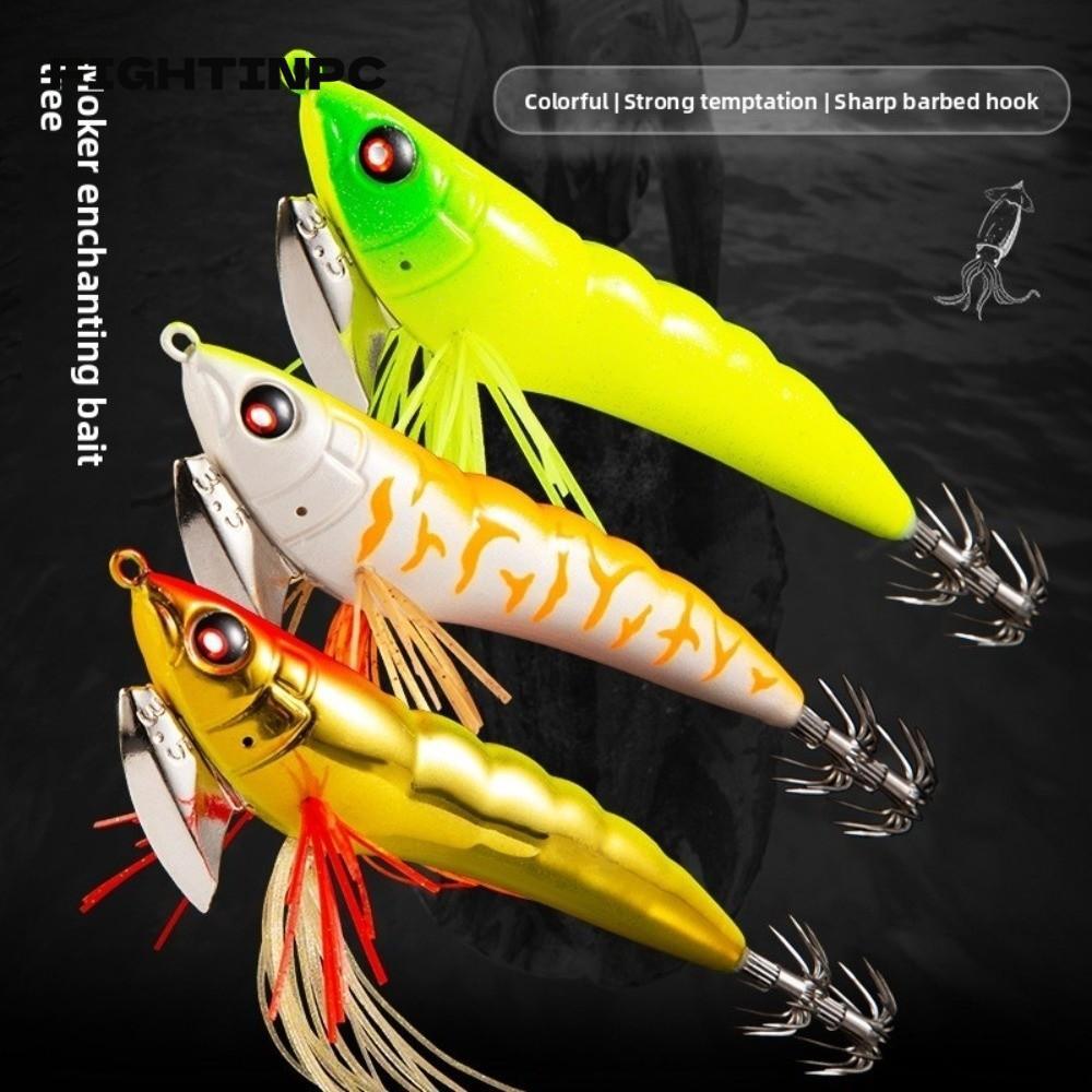 FIGHTINPC จำหลักจิ๊กกิ้งเทียม UV Egi สำหรับตกปลามุมลึกลำคอ 18g แบบจมช้า มาพร้อมตะขอเรืองแสง