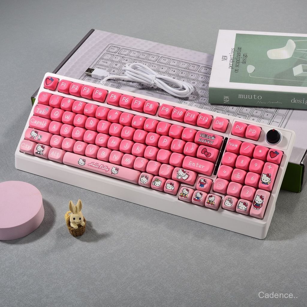 K K98-Key Red Axis Wired Mechanical Keyboard Girl Pink Custom Keyboard Gaming Business Desktop Compu