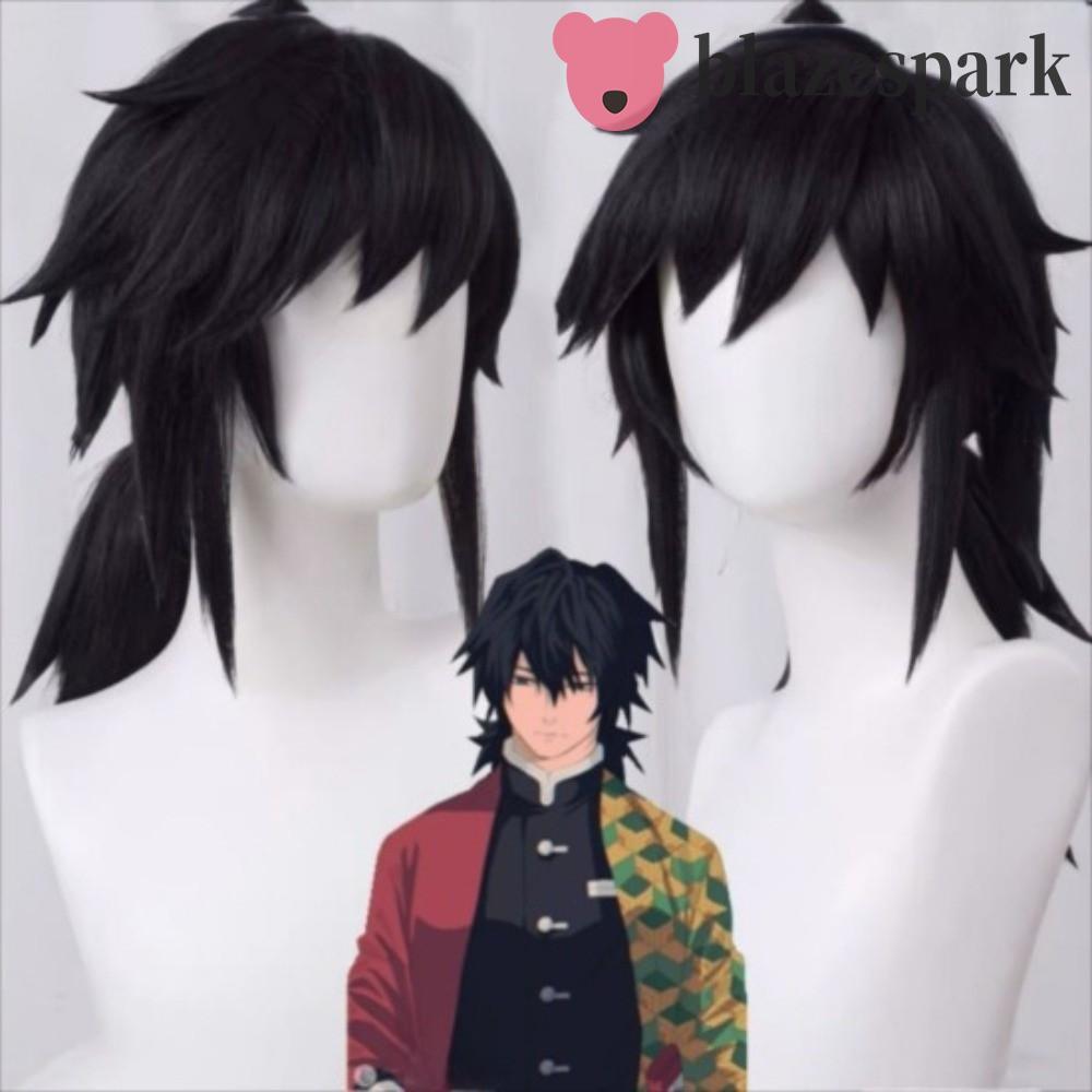 วิกผม.Cosplay.Kimetsu no Yaiba.Tomioka Giyuu.ทนความร้อน.ผมธรรมชาติสังเคราะห์.สำหรับ.cosplay