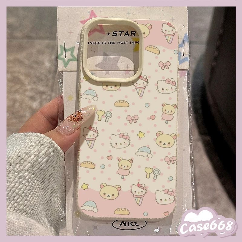 เคสไอโฟน 17 สำหรับ iPhone 17AIR 17 16 11 15 13 14 12 Pro Max 7 8 15 14 Plus XR X XS Max ปกการ์ตูนคิตตี้ริลัคคุมะ - รูปที่ 4