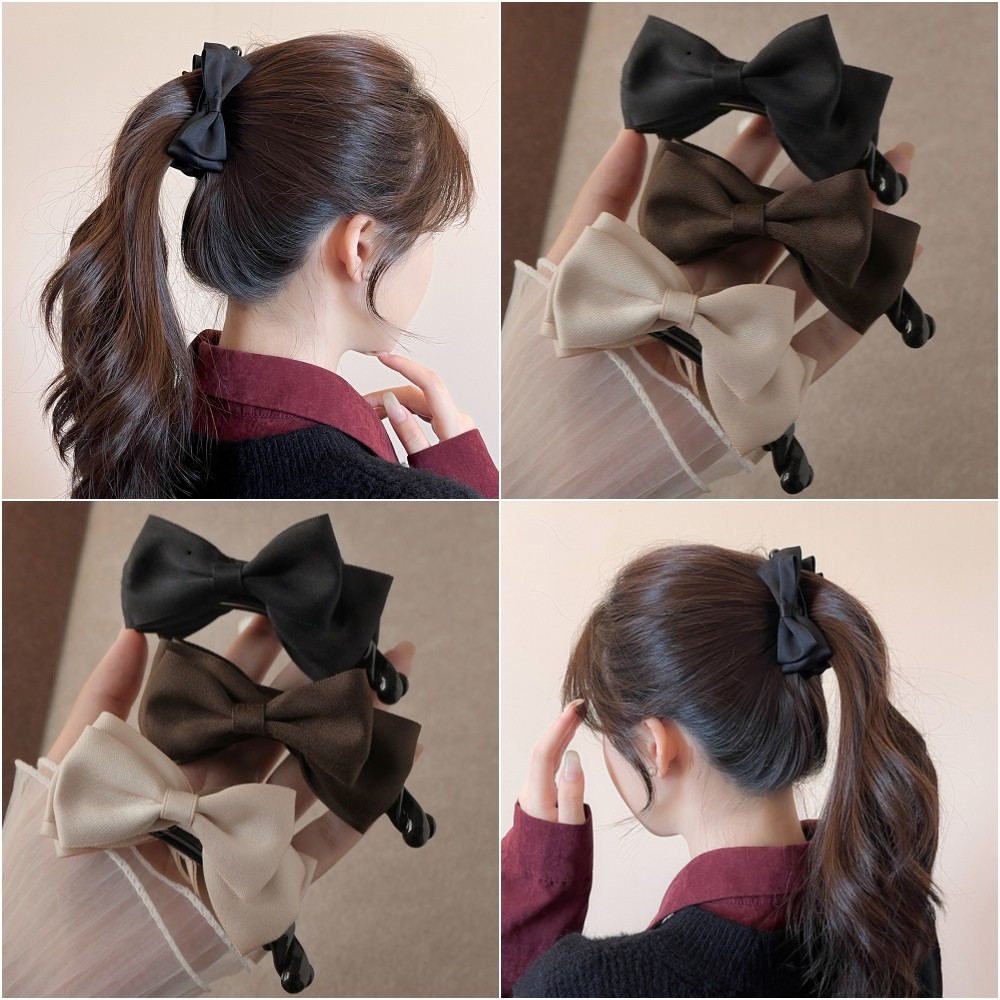 กิ๊บรัดผมกล้วยโบว์สำหรับผู้หญิง สำหรับการทำทรงผมหางม้า สไตล์แนวนอนและแนวตั้ง เพื่อเสริมแต่งผมให้น่าสนใจ