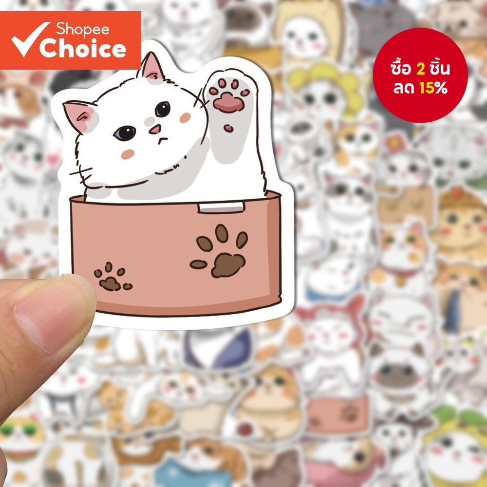 สติกเกอร์ ลายการ์ตูนแมวน่ารัก กันน้ํา สไตล์ญี่ปุ่น สําหรับตกแต่งแล็ปท็อป โทรศัพท์มือถือ มี 62 ชิ้น
