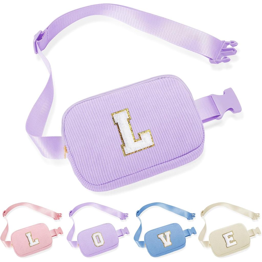 YOOLIFE Birthday Gifts for 4 5 6 7 8 9 10 11 12 13 14 Year Old Girls, Initial Fanny Pack Belt Bag Pu