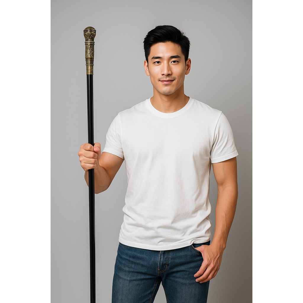 🔥 ac17 ไม้คฑาแฟนซี คฑาพ่อมด ไม้เท้าผู้เฒ่าเต่า ไม้คฑาสีทองยาวพิเศษ140cm.