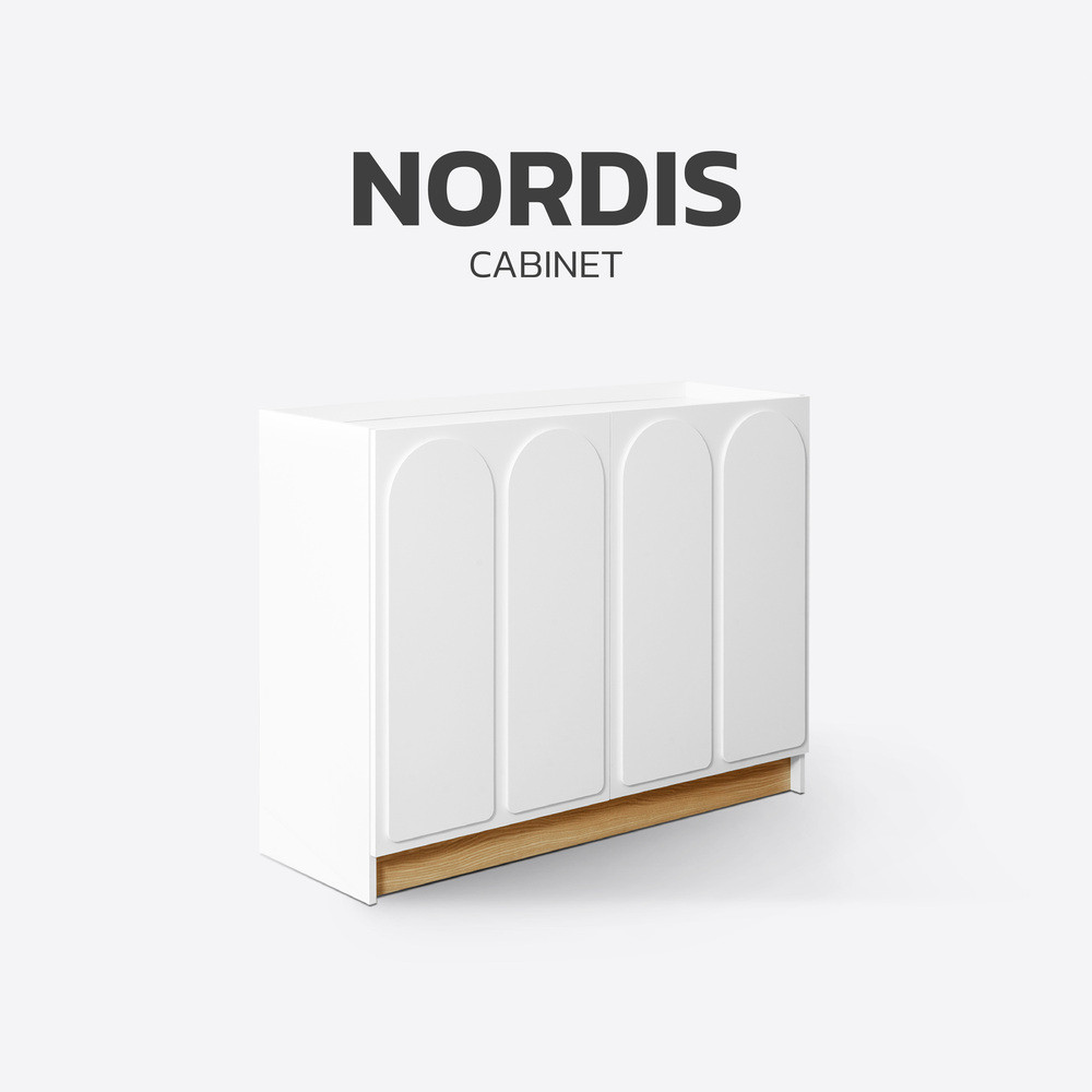 Koncept Furniture ตู้เตี้ย KC-PLAY รุ่น NORDIS-C120 สีขาว-ลินเบิร์ก (120x40x95 ซม.) แบรนด์ KONCEPT FURNITURE