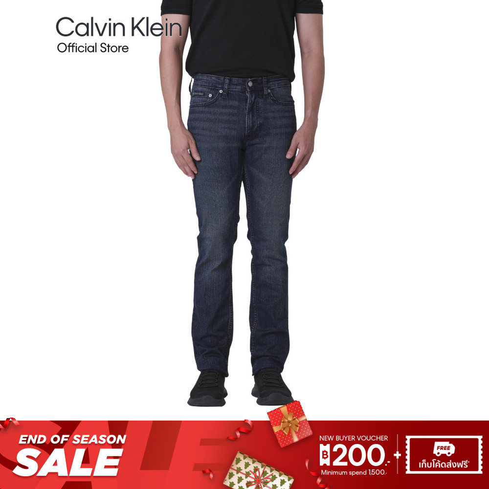 CALVIN KLEIN กางเกงยีนส์ผู้ชาย ทรง Slim Fit รุ่น 40JM716 8E7 - สีน้ำเงินเข้ม