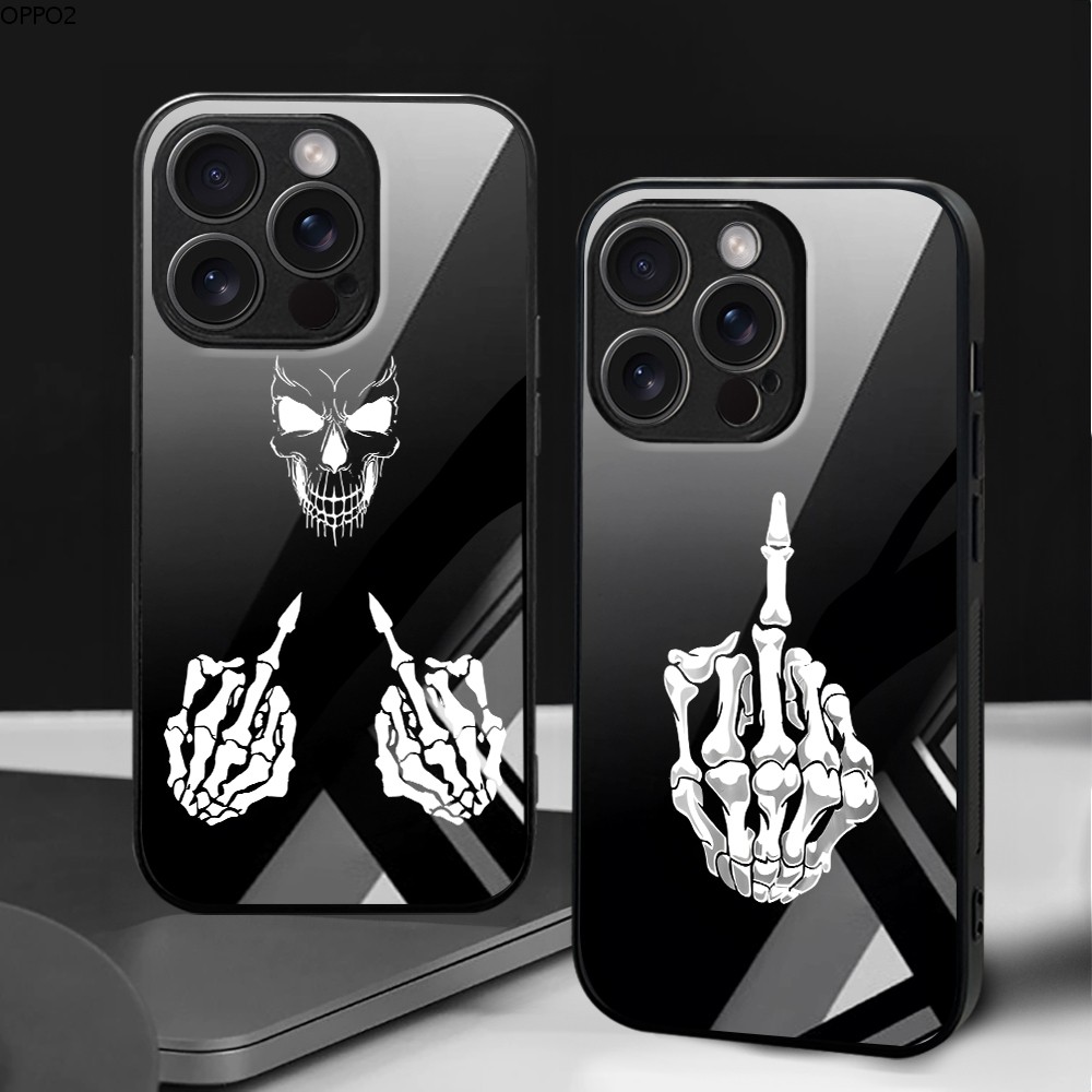 เคส For เคสแข็ง OPPO Reno 12 12F 11 11F 10 8 8T 8Z 7 7Z 6Z 6 5 4 2 4Z 2F F11 F9 F7 F5 Pro Youth 4G 5G ออปโป้ Glass BLK