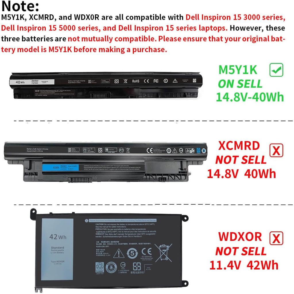 40WH M5Y1K 14.8V Battery for Dell Inspiron 14 15 17 5000 3000 Series 5559 5558 3551 3451 3558 i3558 