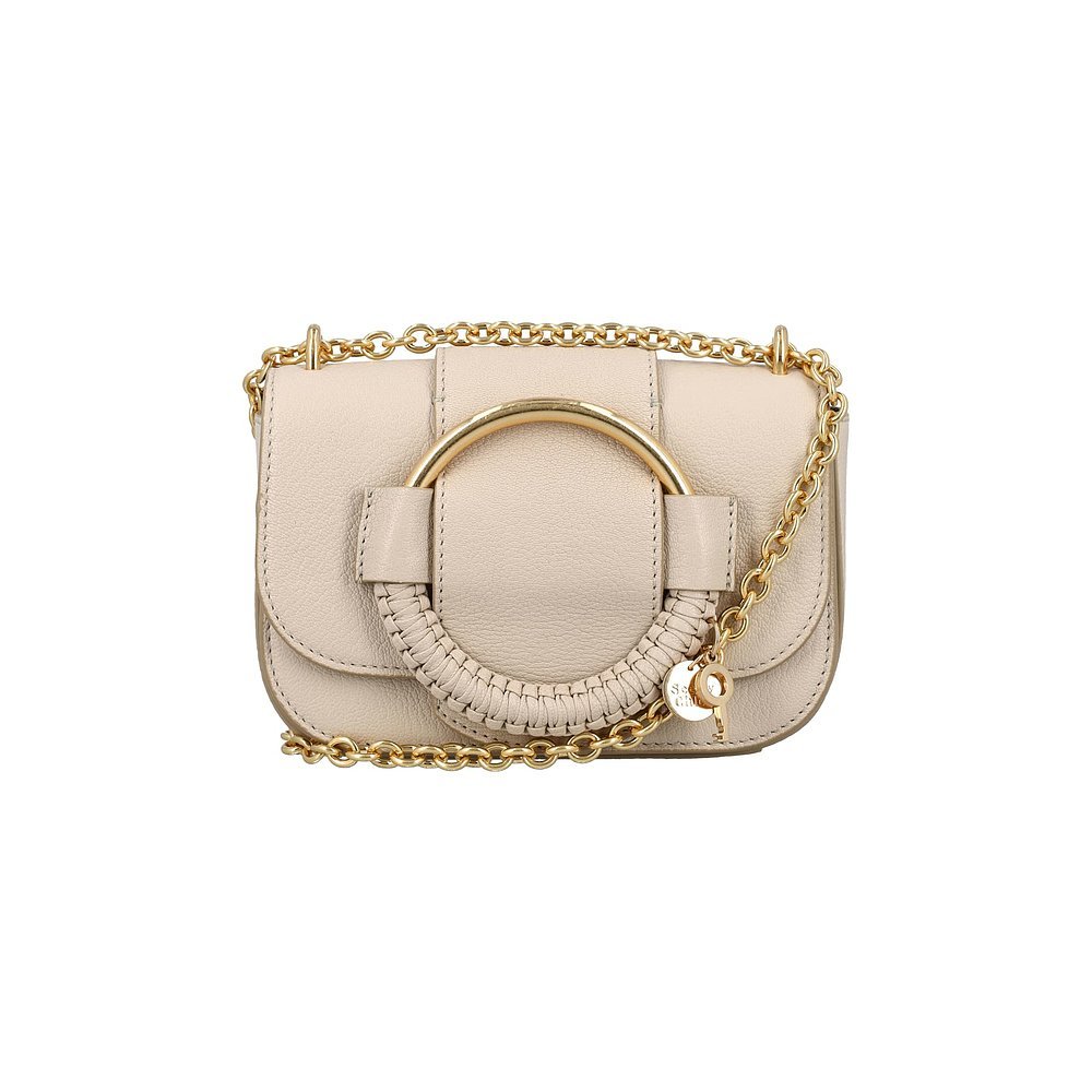 Hong Kong Straight Hair See By Chloe Chloe Ladies Shoulder Bag Crossbody Bag Chain Bag Beige Simple 
