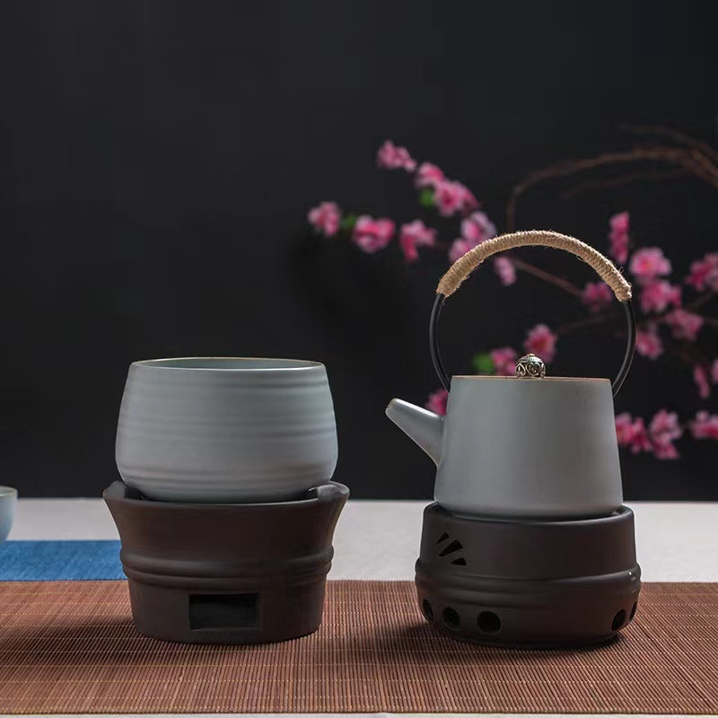 Glad2glow สีดําเซรามิคชากาต้มน้ํากาน้ําชากาน้ําชาความร้อนฐานเซรามิคชากาน้ําชาชุดชาพิธีชงชาอุปกรณ์เสร