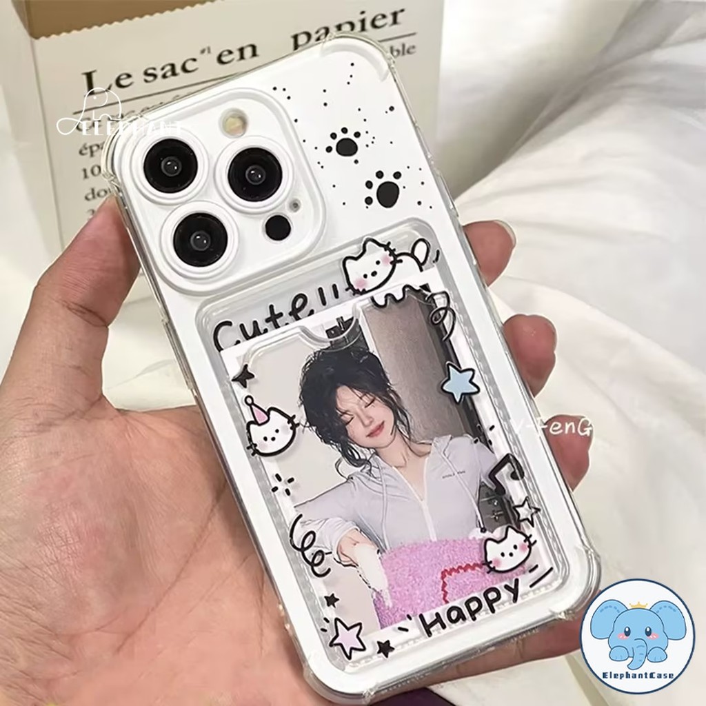 สำหรับIPhone 17 15 16 13 11 air 12 14 Pro Max X XR XS Max 14 7 16 15 8 Plus SE กรอบรูปลูกแมวน่ารักฝาครอบใส
