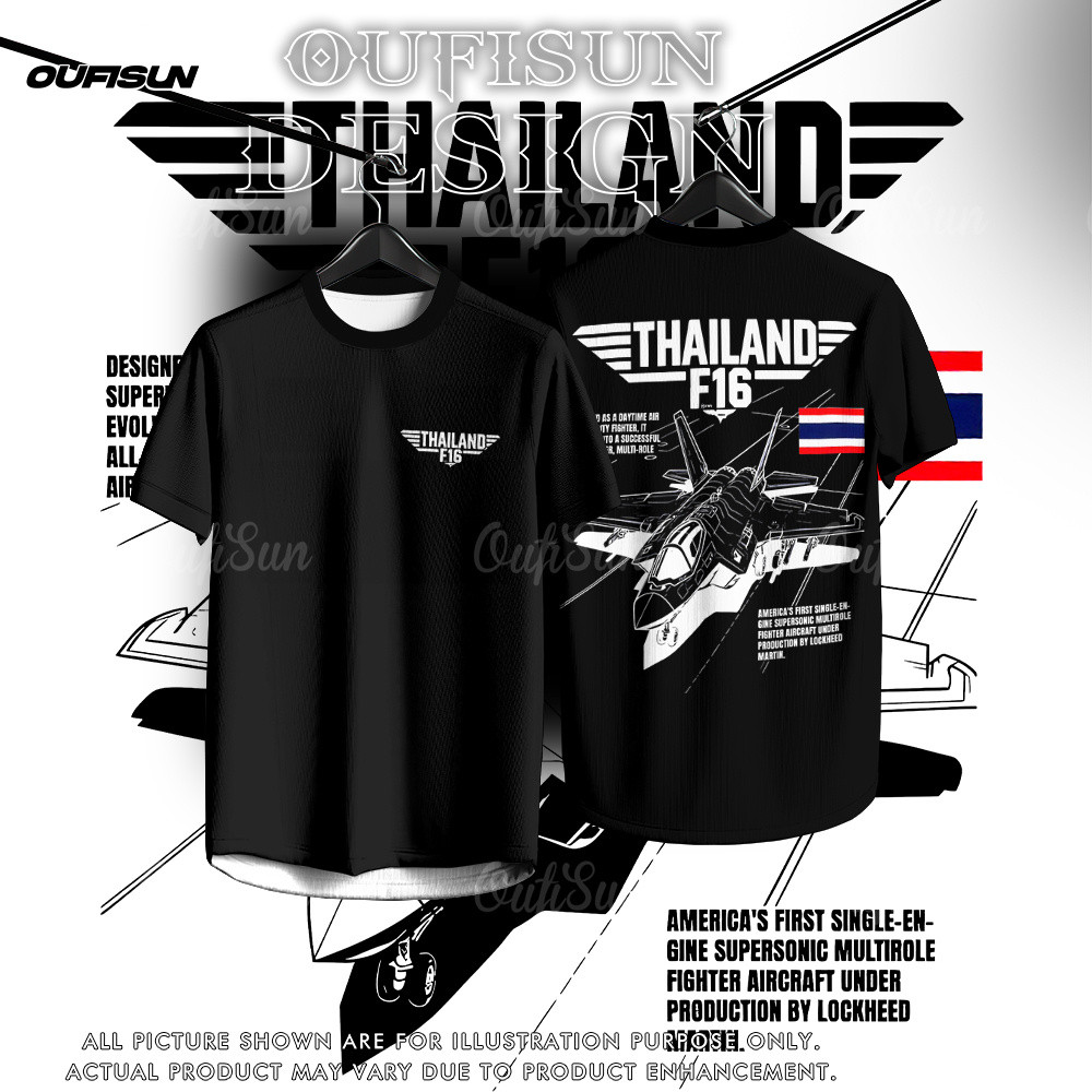 การออกแบบเสื้อแขนสั้นแฟชั่น F-16 ของไทย แสดงความภาคภูมิใจ ทันสมัย ลวดลายหงส์สวยงาม เสื้อผ้ากลางสำหรั