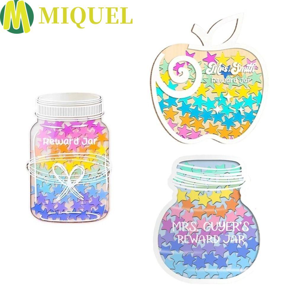 MIQUEL Positive Behavior Rewards Jar, ไม้การ์ตูนเด็ก Star Reward Jar, หัวใจพร้อมวงเล็บ Indivduation 