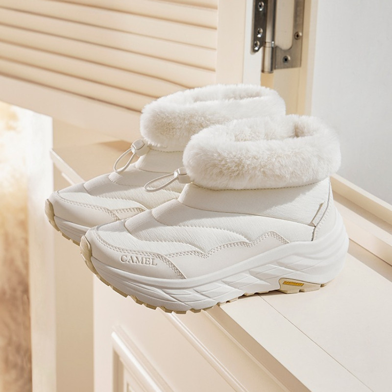 AMERICAN CAMELรองเท้าบูทหิมะกลางแจ้ง ผ้าฟลีซ อบอุ่น กันน้ำ - รูปที่ 6