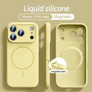 ใหม่ Desert Gold ซิลิโคนเหลวผิว Anti-drop เคสโทรศัพท์แม่เหล็ก iPhone 17 16 15 14 13 Pro Max Precision ป้องกันเลนส์คลุมทั้งหมดกันกระแทก Soft Case